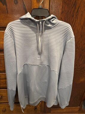 Apana Light Gray Quilted Zip-Up Hoodie Sweater - Men